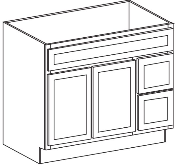 Frameless High Gloss Grey Bathroom Vanity Drawer Combo (one side) HGG-4221DR