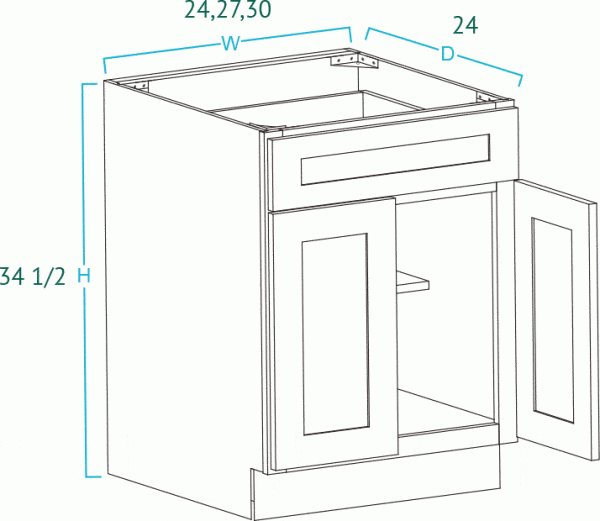 2 Door 1 Drawer Base Cabinet-Frameless High Gloss White