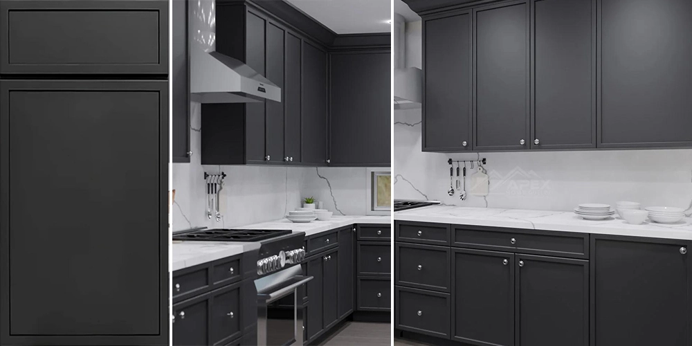 Frameless Black Slim Shaker Cabinets