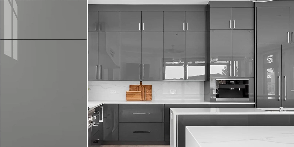 High Gloss Grey Kitchen Cabinets