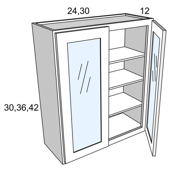 Frameless White Oak Slab Wall Cabinet with Glass Door WOS-W2430GD